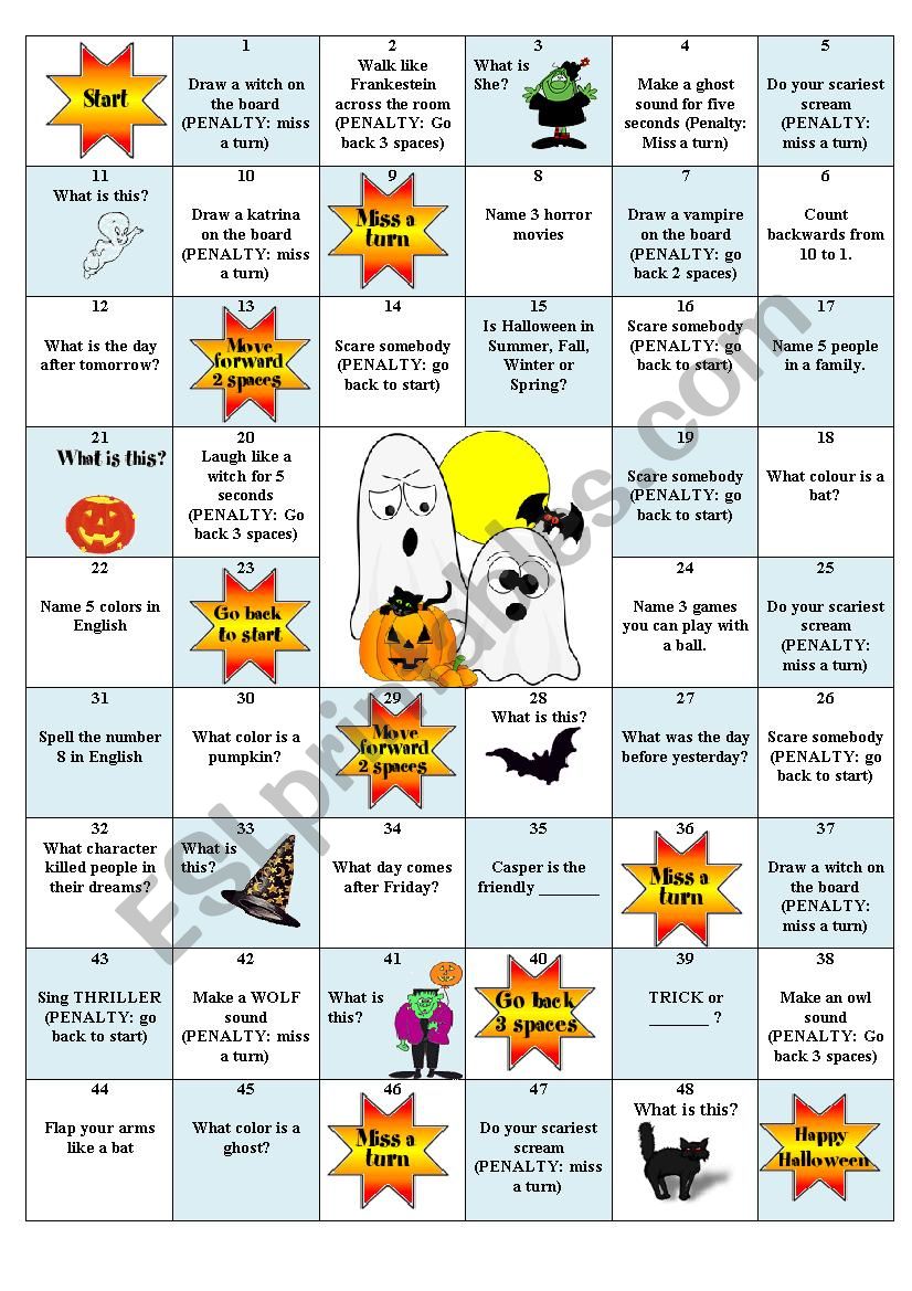 Halloween Board Game worksheet