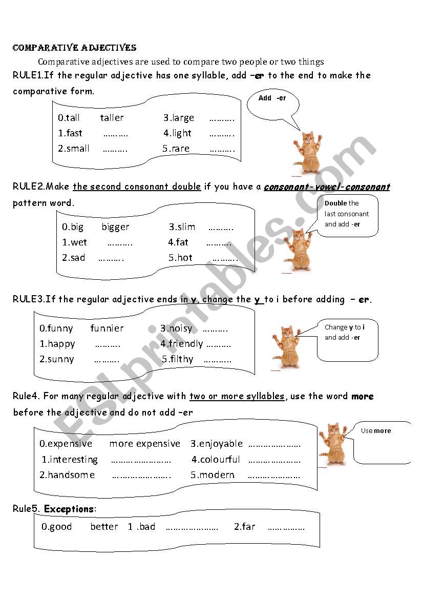 comparative adjectives worksheet