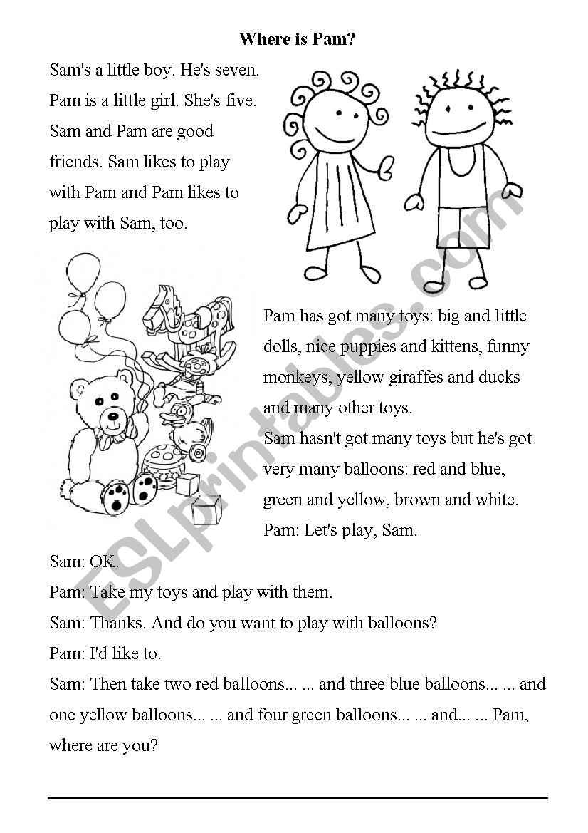 WhereÂ´s Pam? worksheet