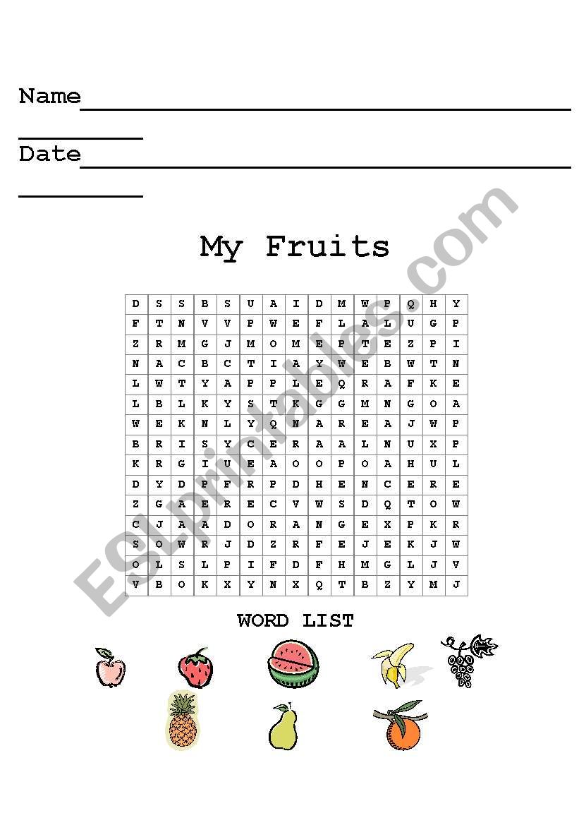 Fruits worksheet