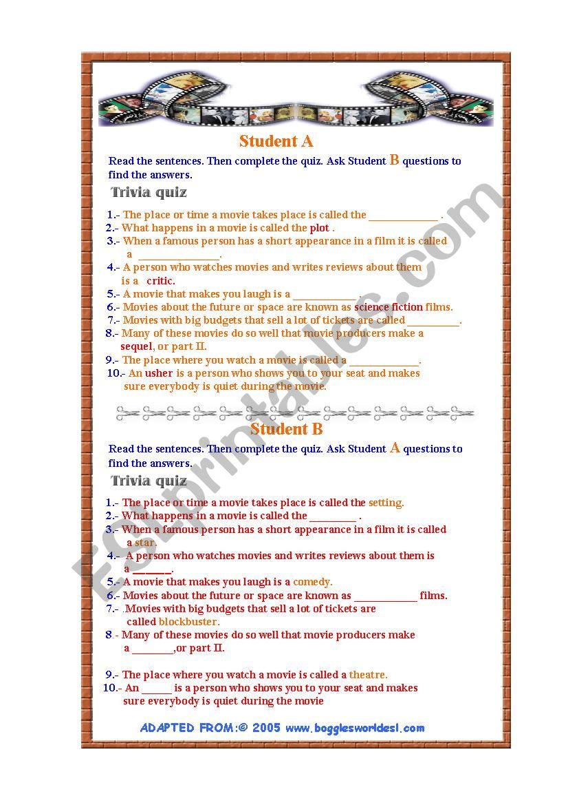 Trivia Quiz worksheet