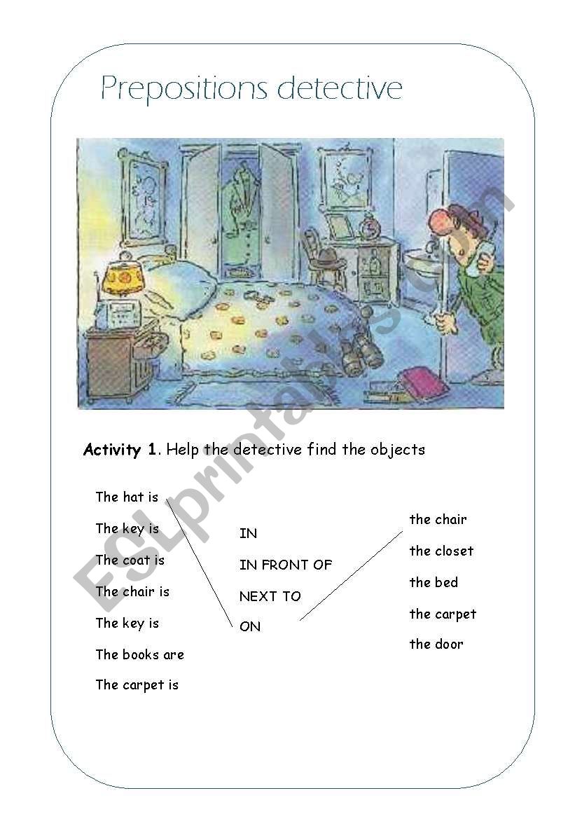 Prepositions detective worksheet