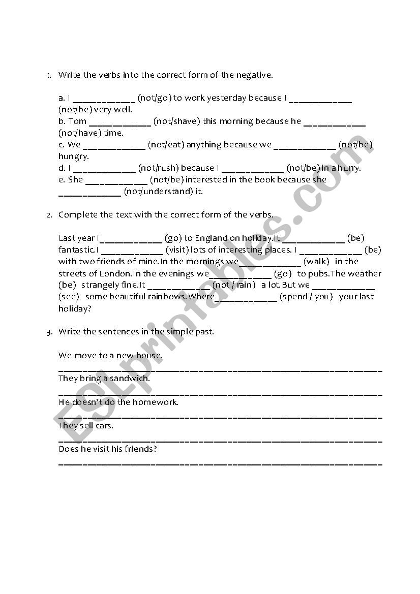 Simple Past worksheet