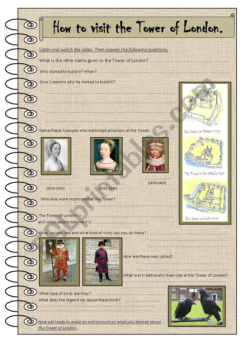 The Tower of London worksheet