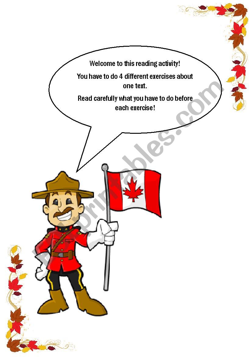 Reading about Canada worksheet