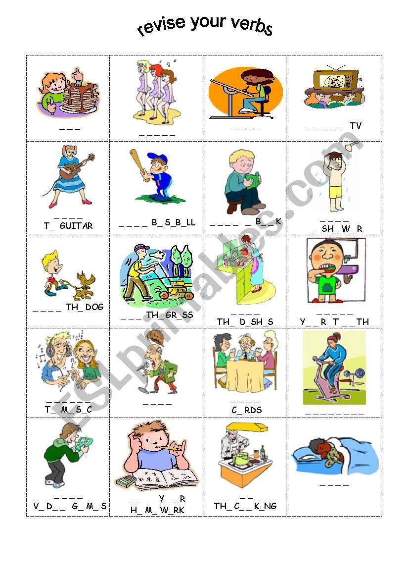 revise your verbs worksheet
