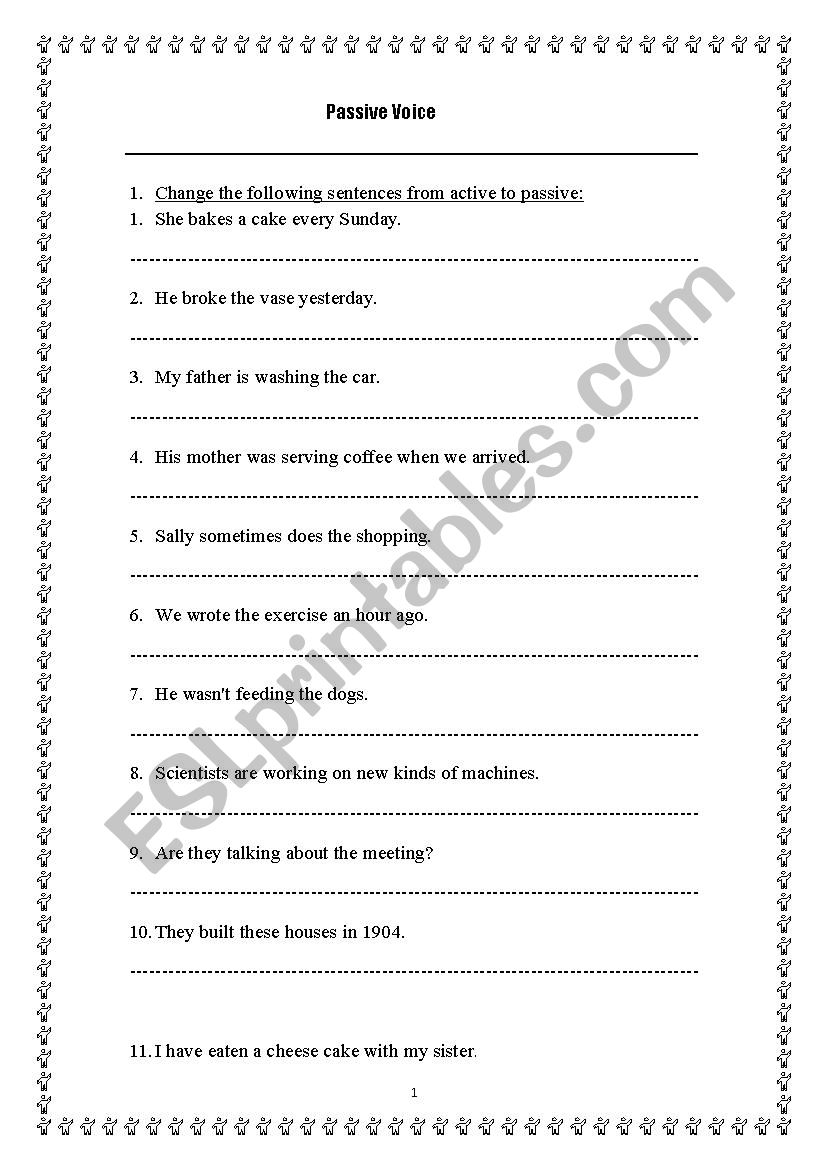 passive voice worksheet worksheet