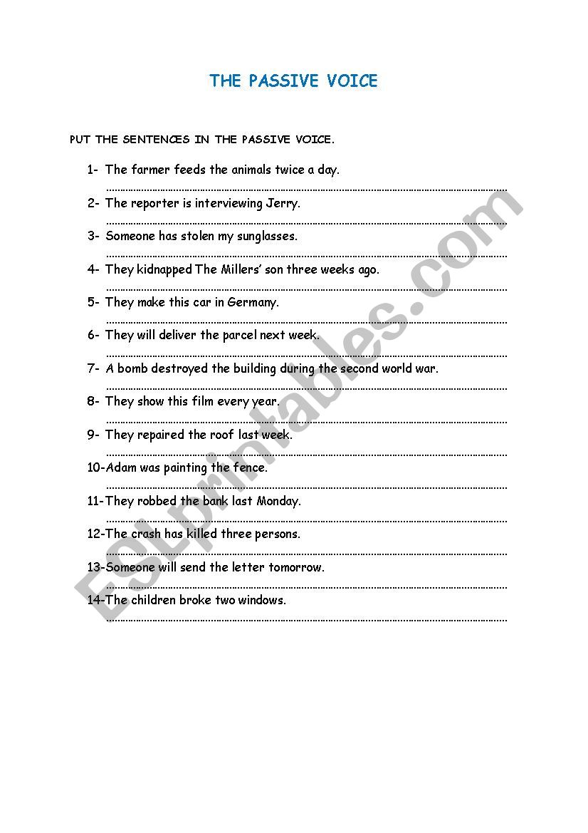 THE PASSIVE VOICE worksheet