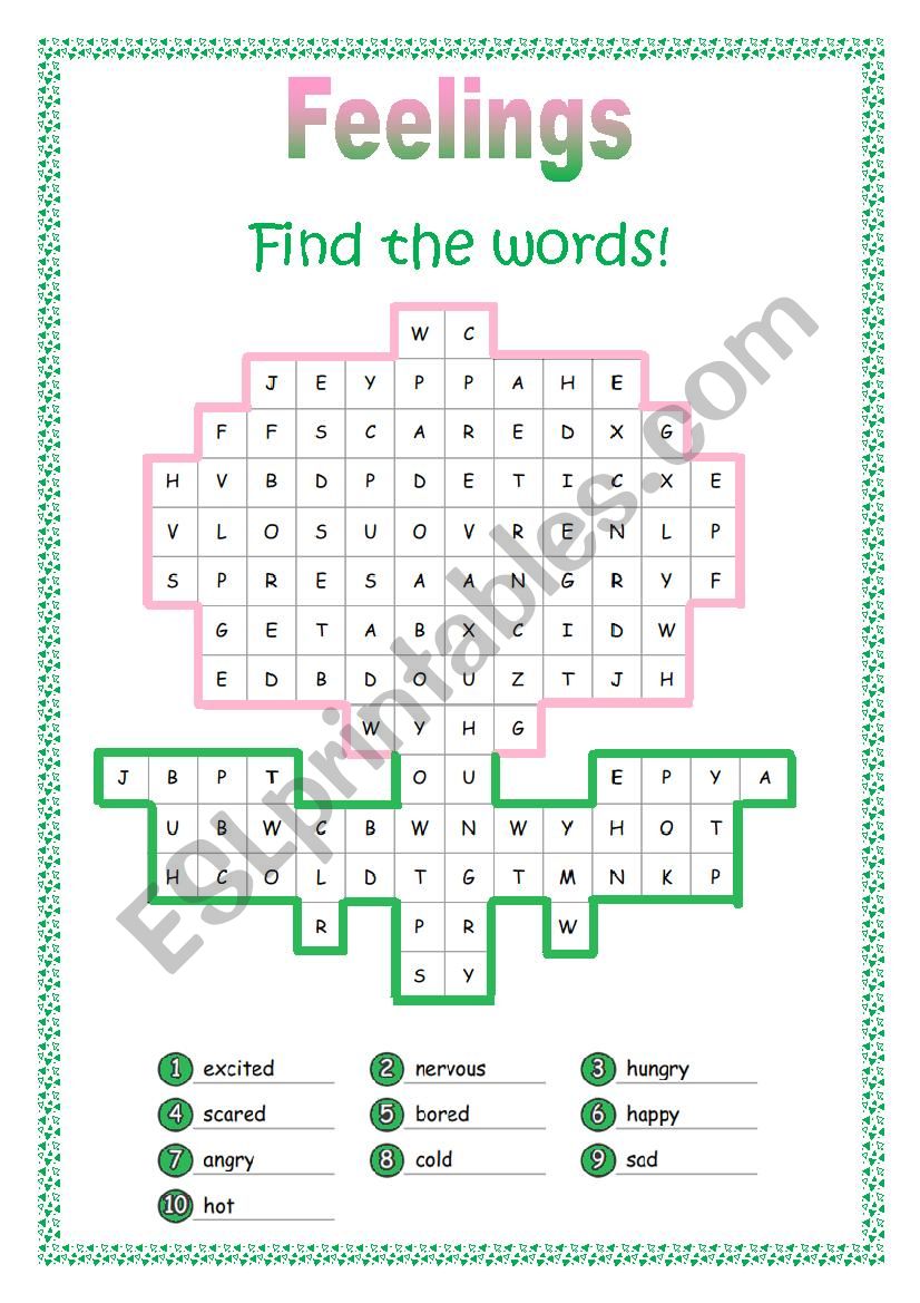 Feelings Word Search worksheet