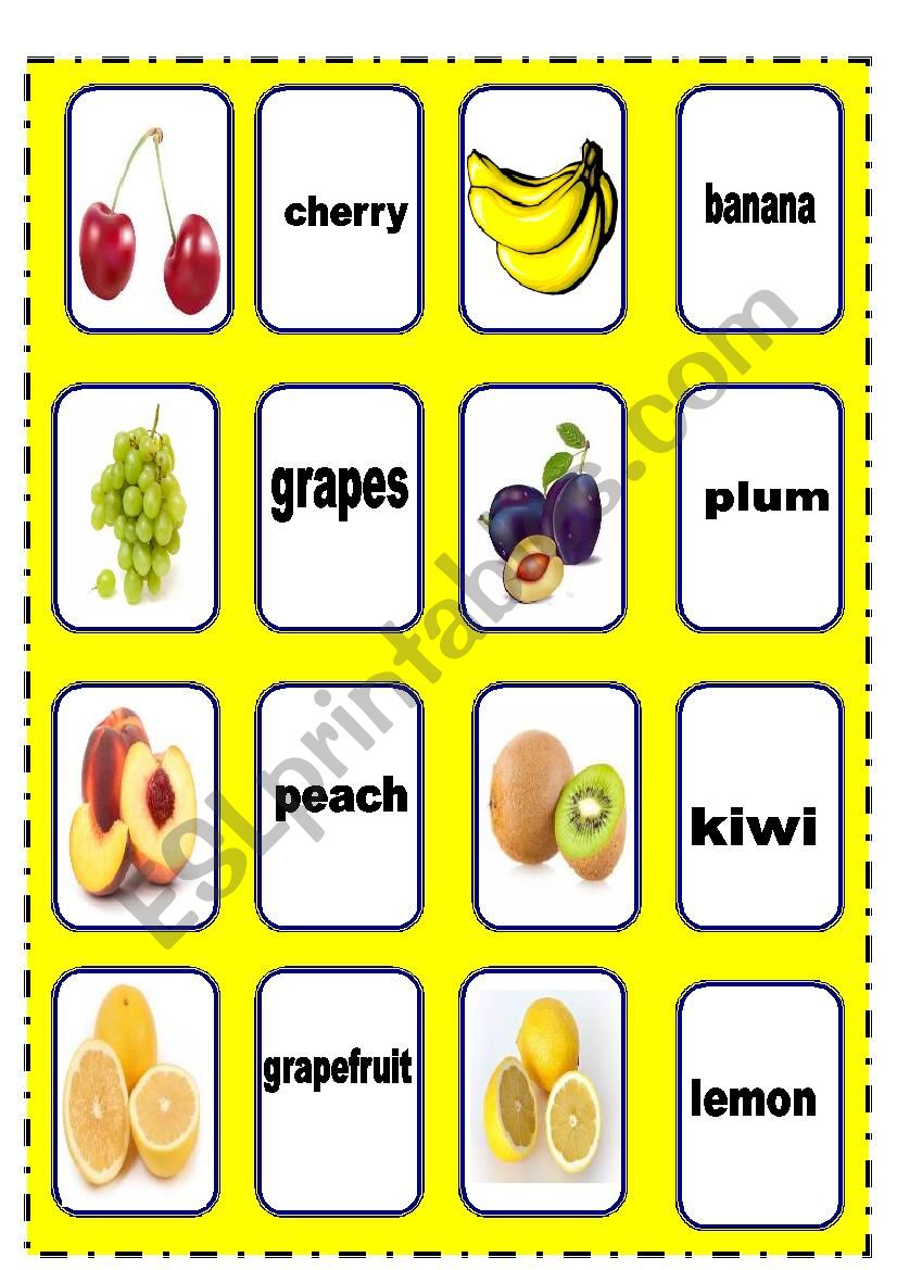 FRUITS part 2 worksheet