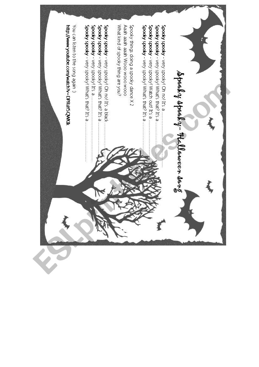 halloween song  worksheet