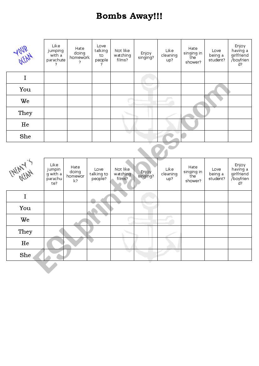 Bombs away (Present Perfect) worksheet