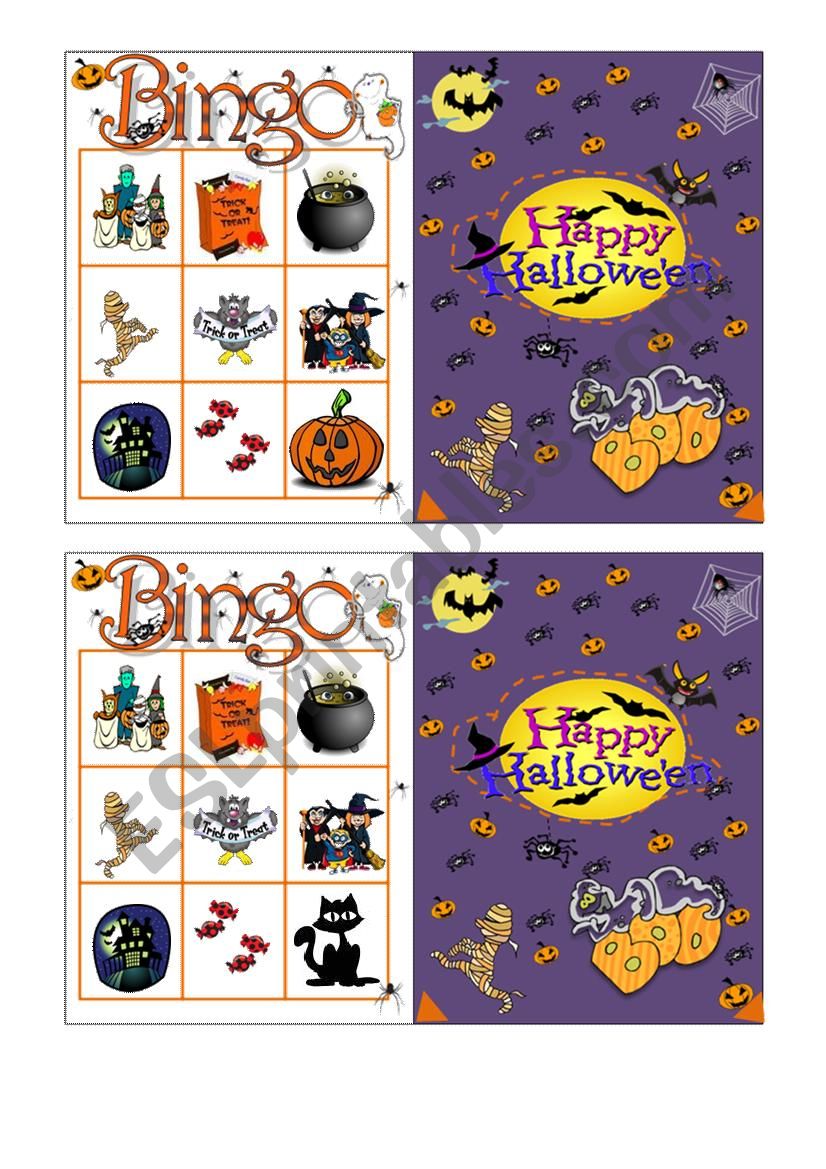 Halloween Bingo 5/7 worksheet