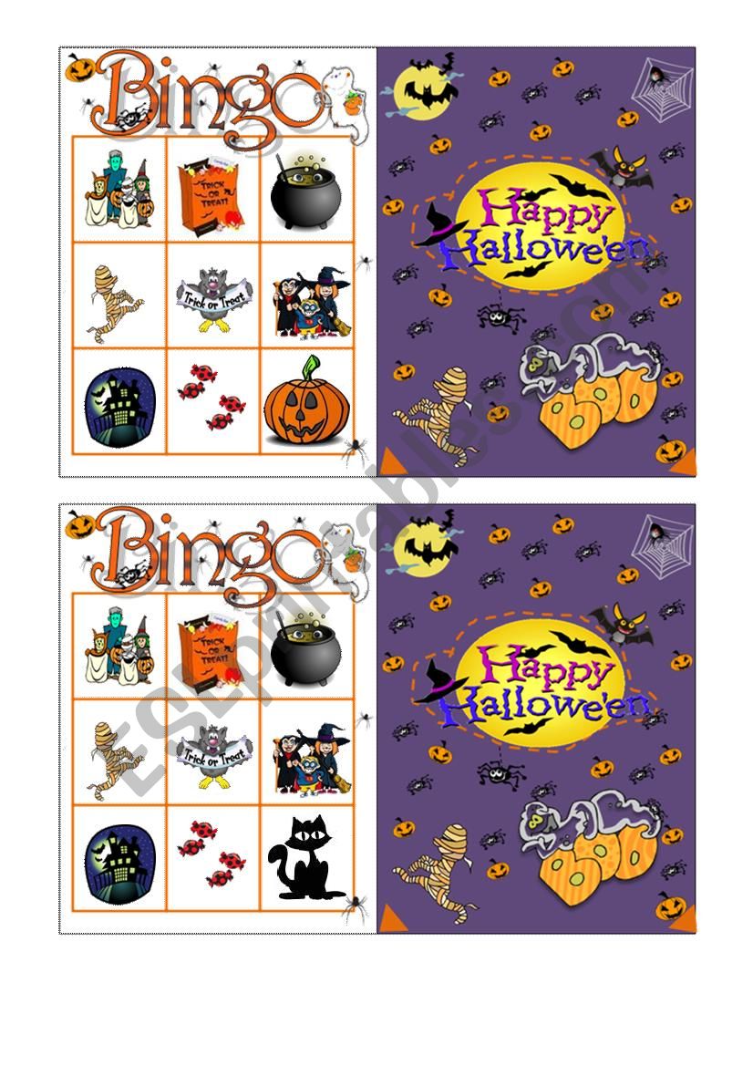 Halloween Bingo 5/7 worksheet