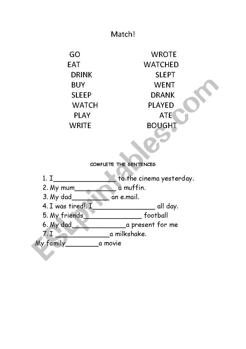 Past Simple. Grammar practice worksheet