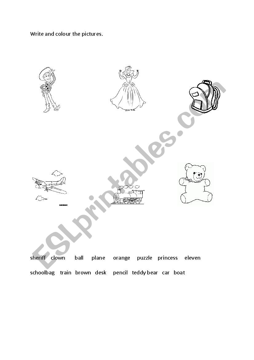 Toys worksheet