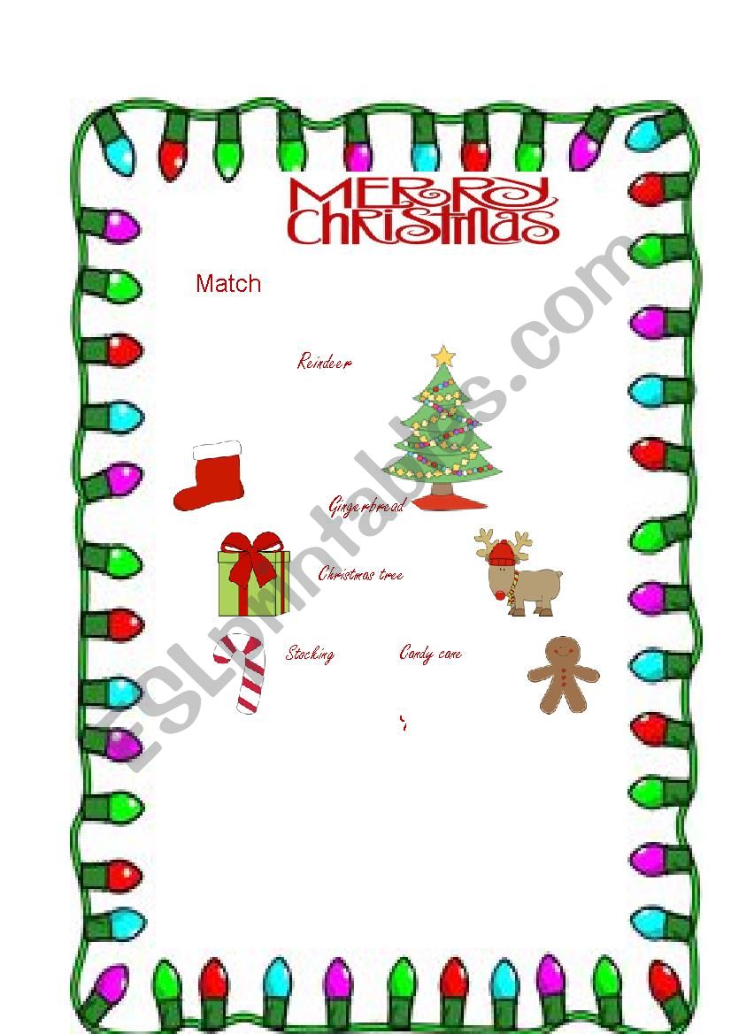 Christmas matching worksheet