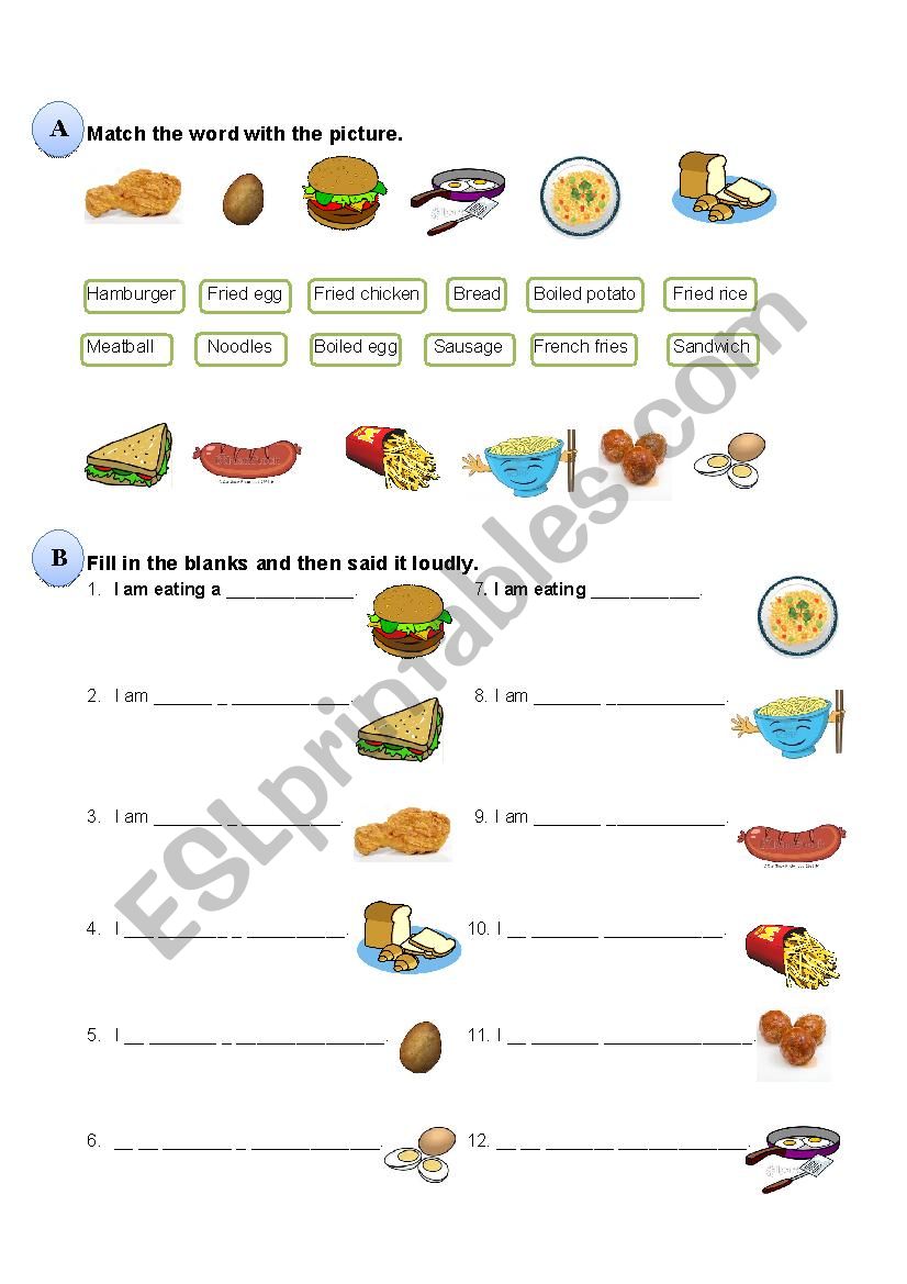 Foods worksheet