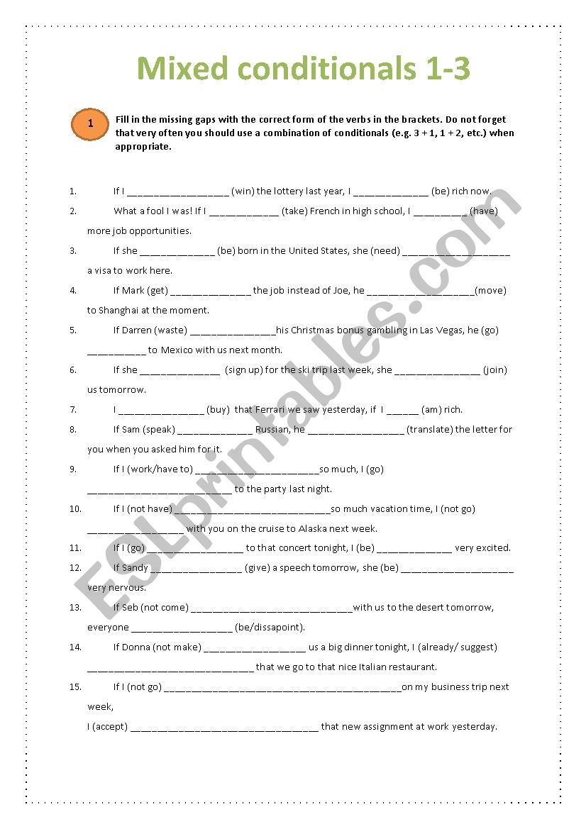 MIXED CONDITIONALS (IF-CLAUSES) 