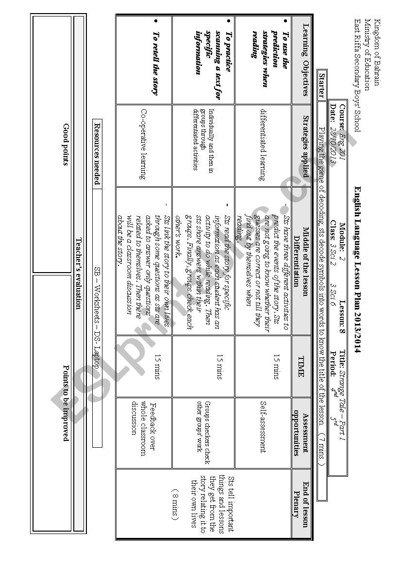 lesson plan worksheet