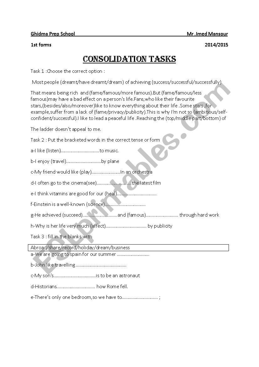 consolidation tasks 1st form (1)