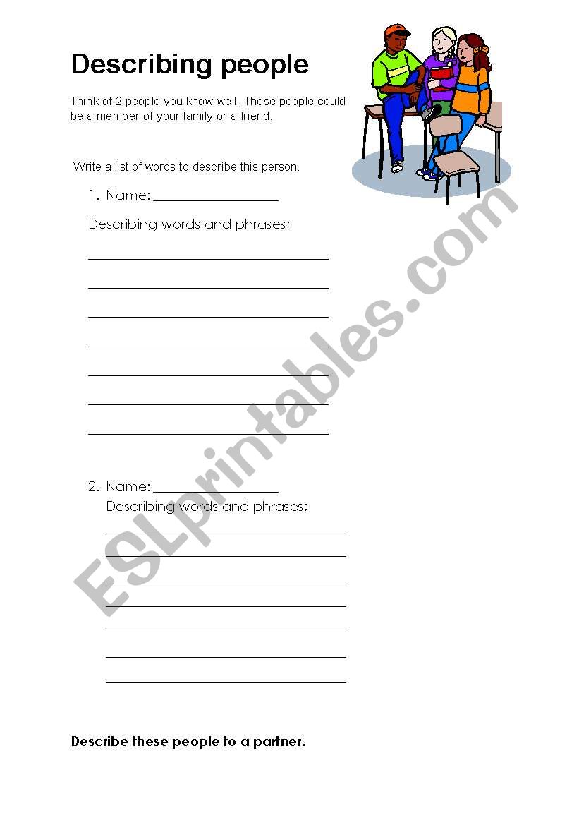 Describing people worksheet