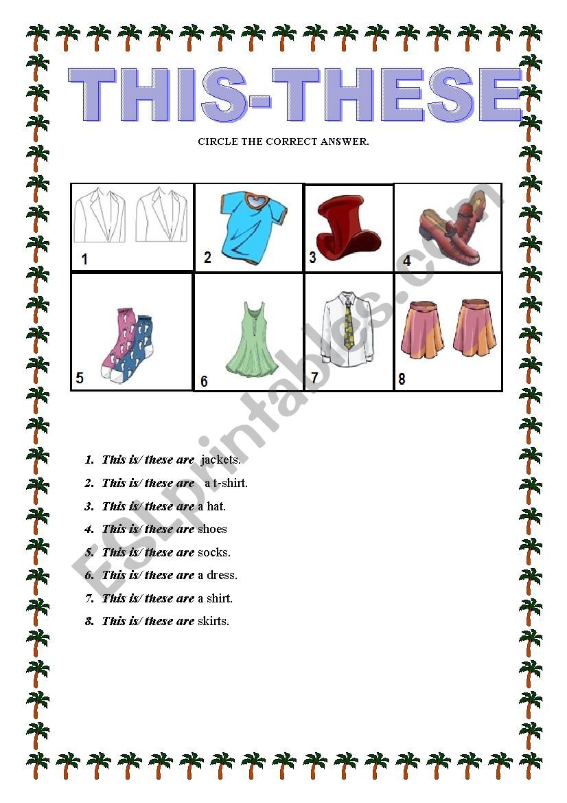 THIS-THESE-CLOTHES worksheet