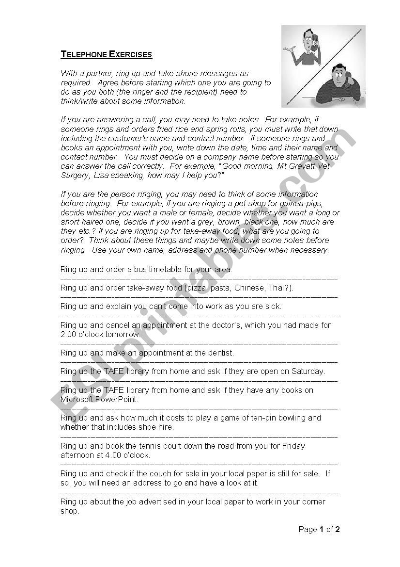 Telephone Dialogues worksheet