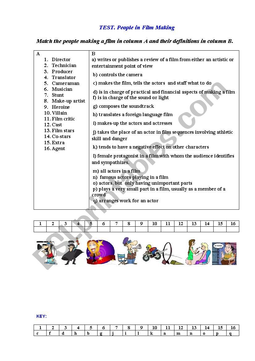 TEST. CINEMA PEOPLE worksheet