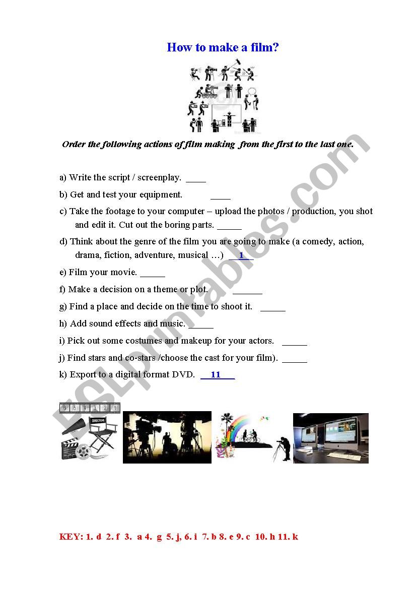 TEST. FILM MAKING worksheet