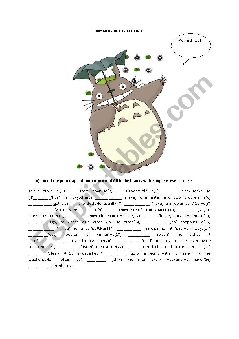 my neighbour totoro worksheet