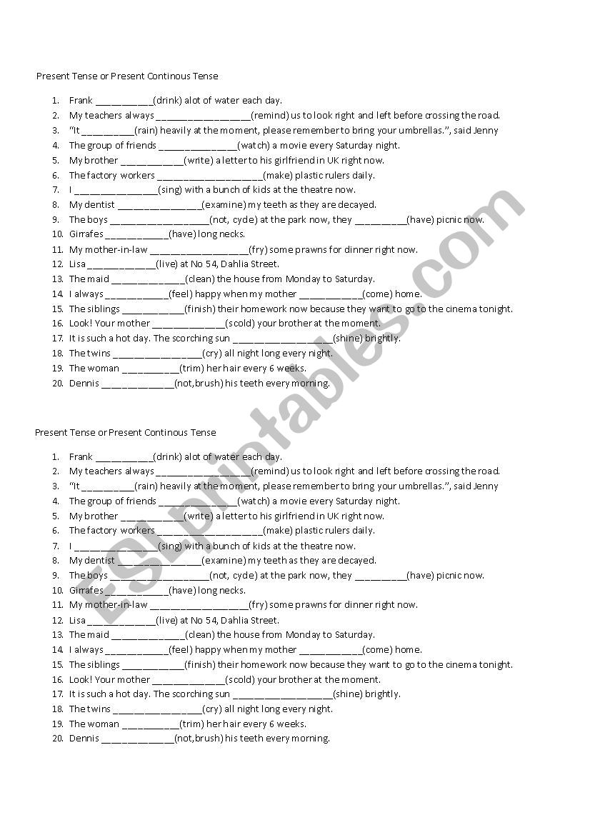 Present Tense or Present Continuous Tense