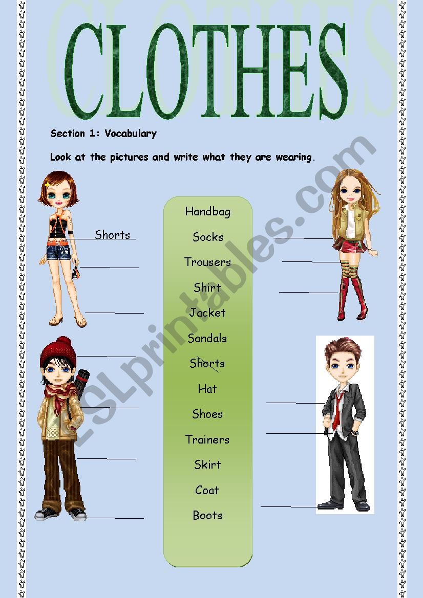 Clothes Revision worksheet