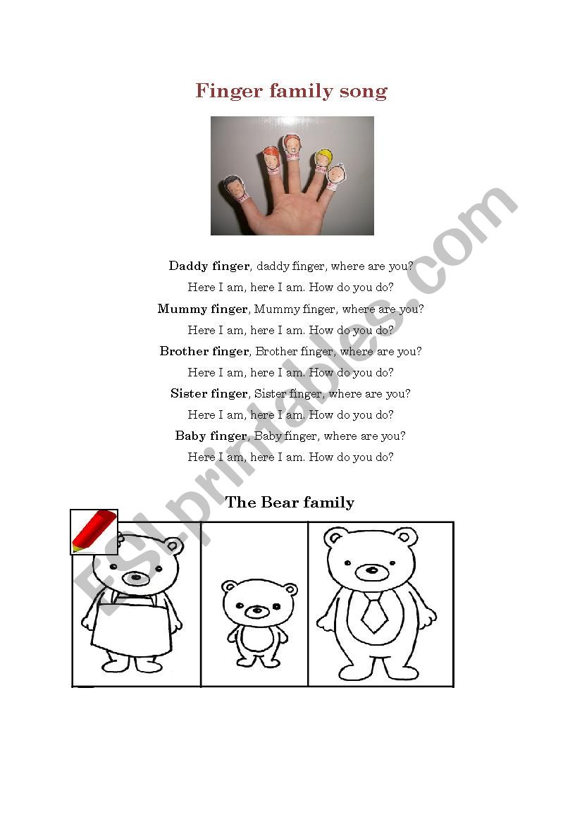 Finger family worksheet
