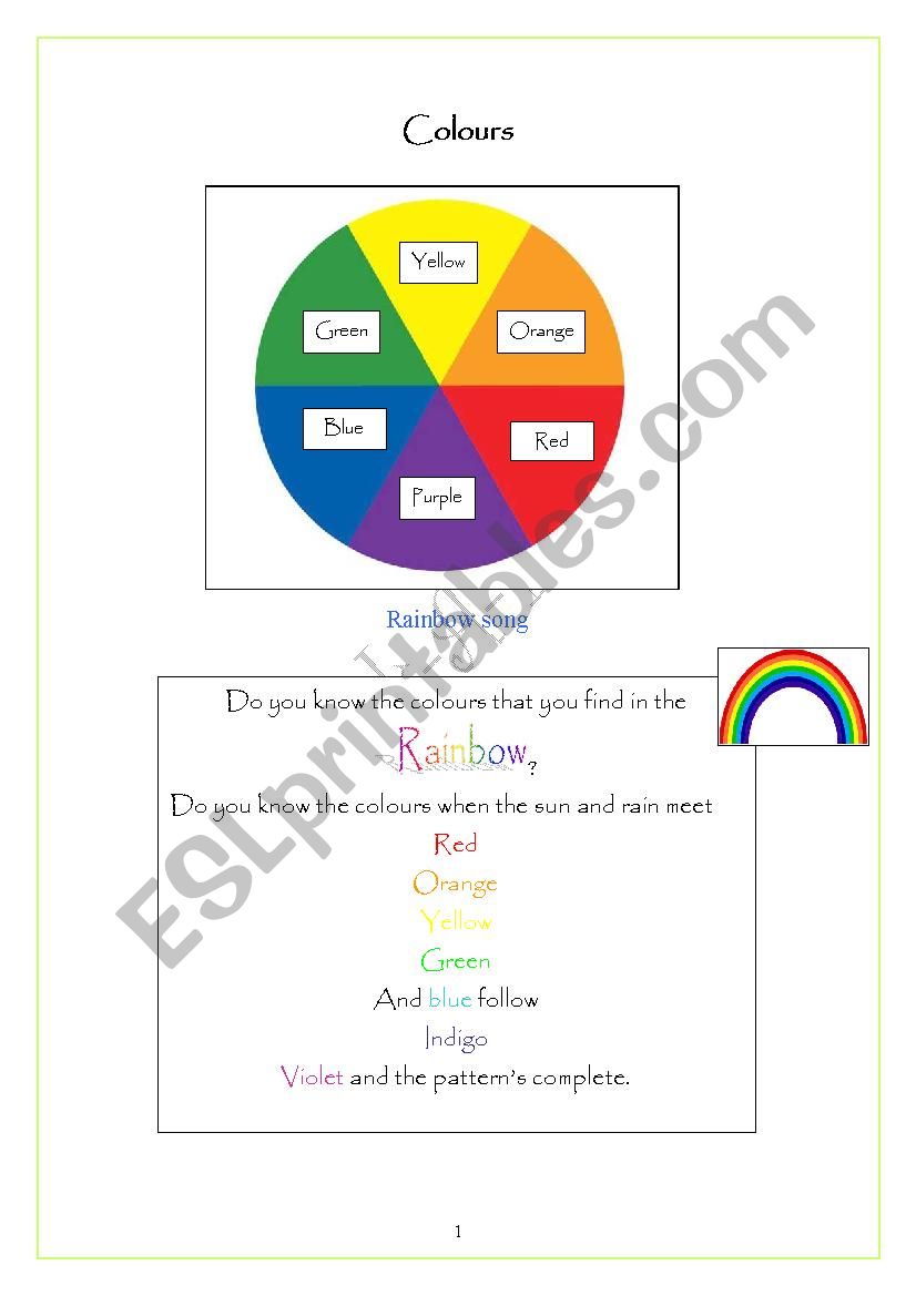 colours worksheet