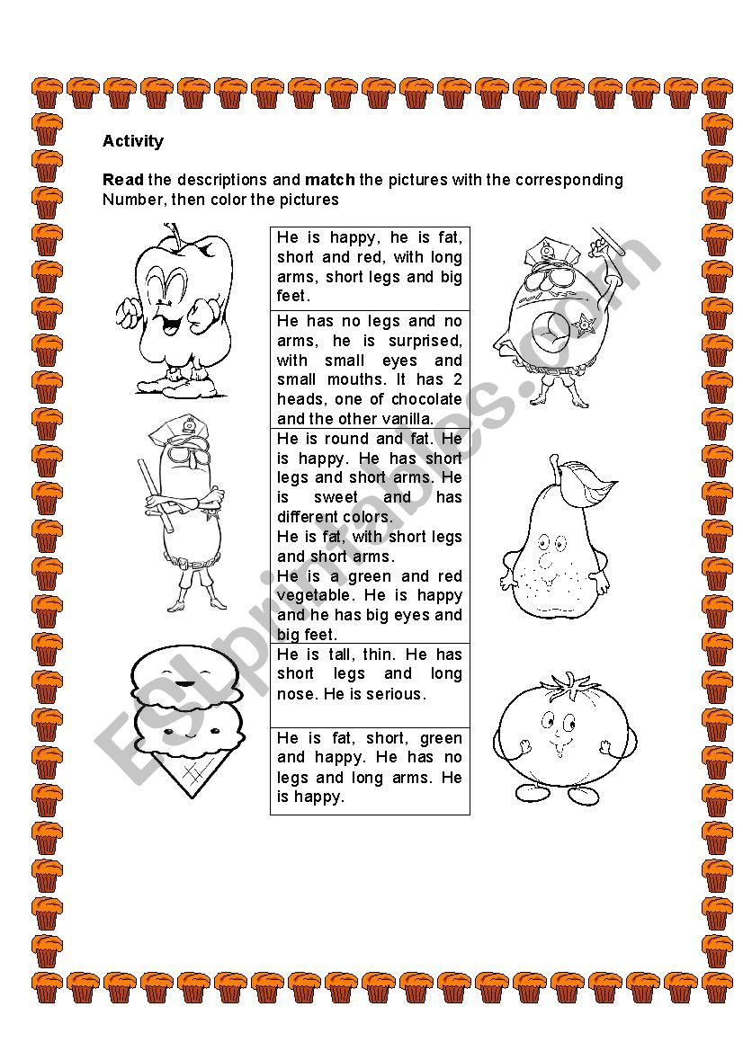 Recognize each character. worksheet