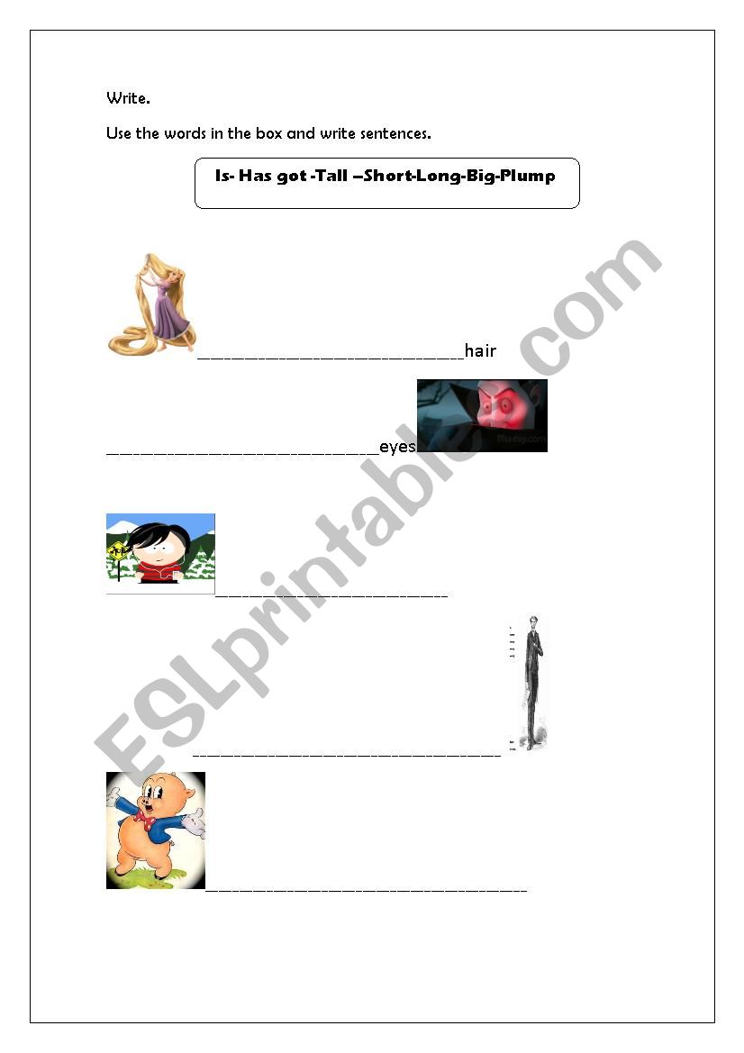 Writing task  worksheet