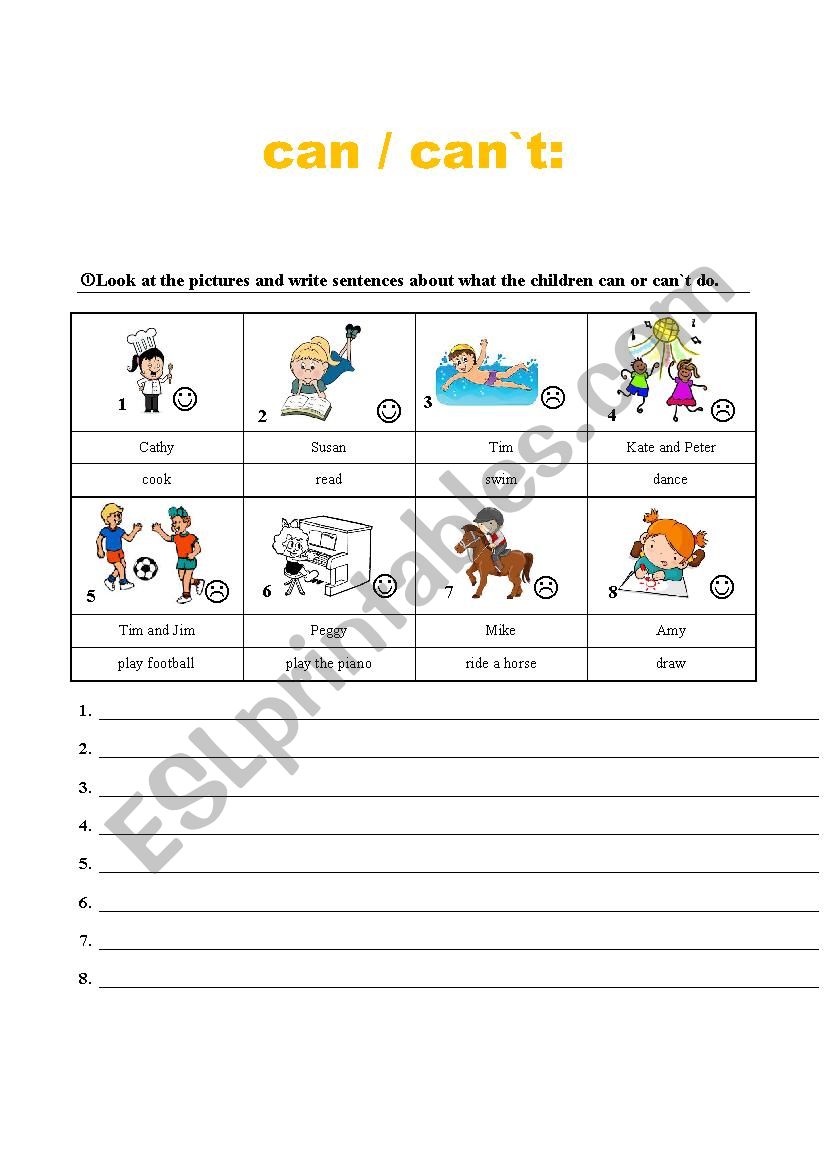 can - can´t - ESL worksheet by Rea_B