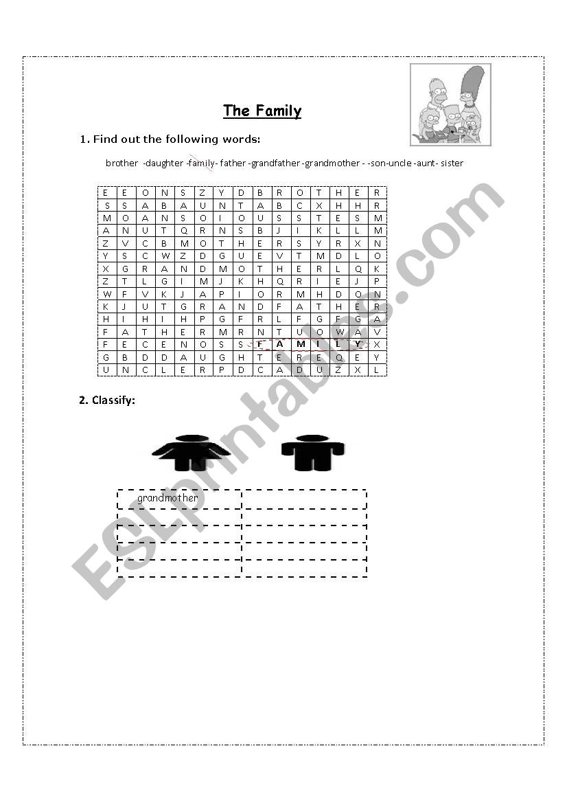 simpsons family (activities) worksheet