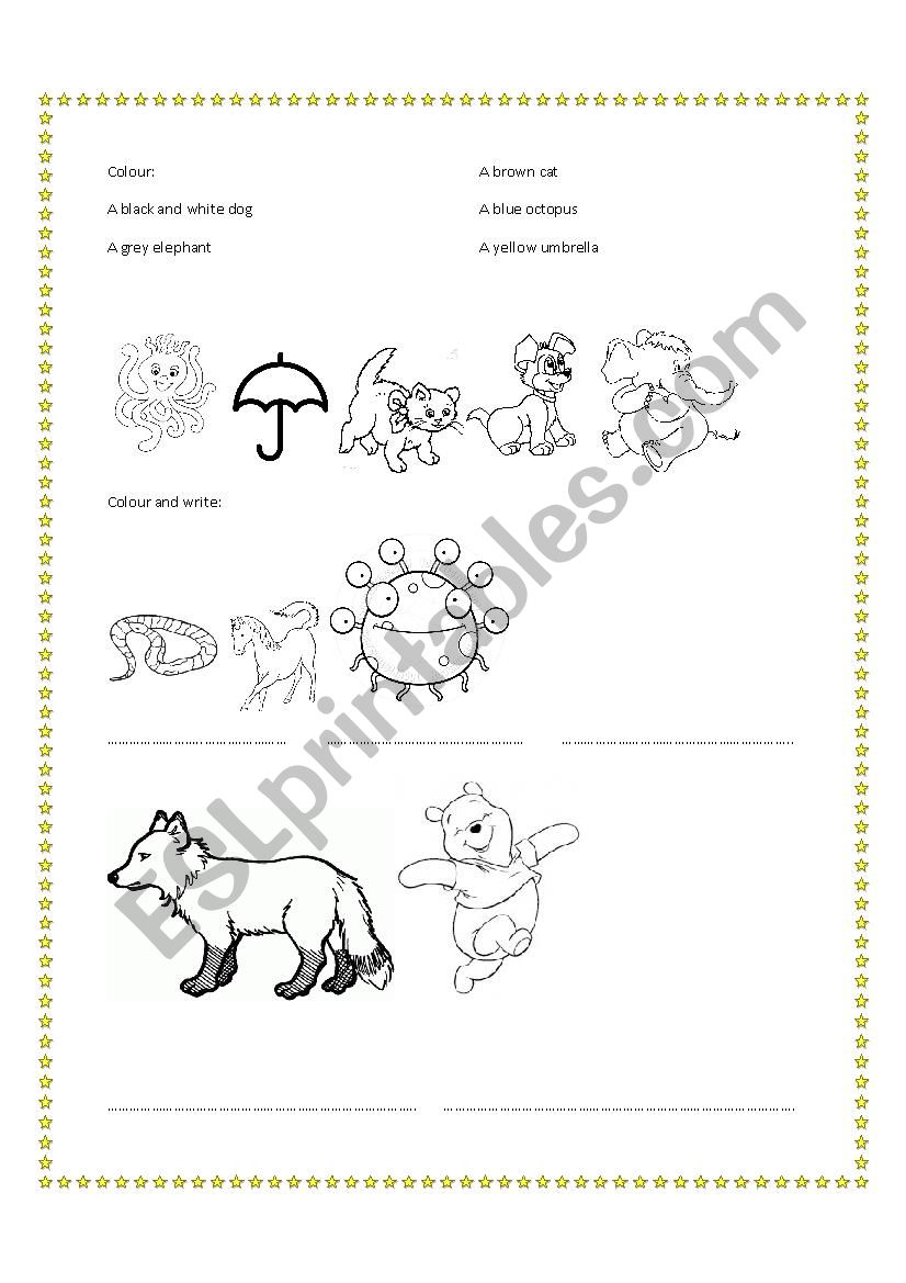 Colours and Animals worksheet