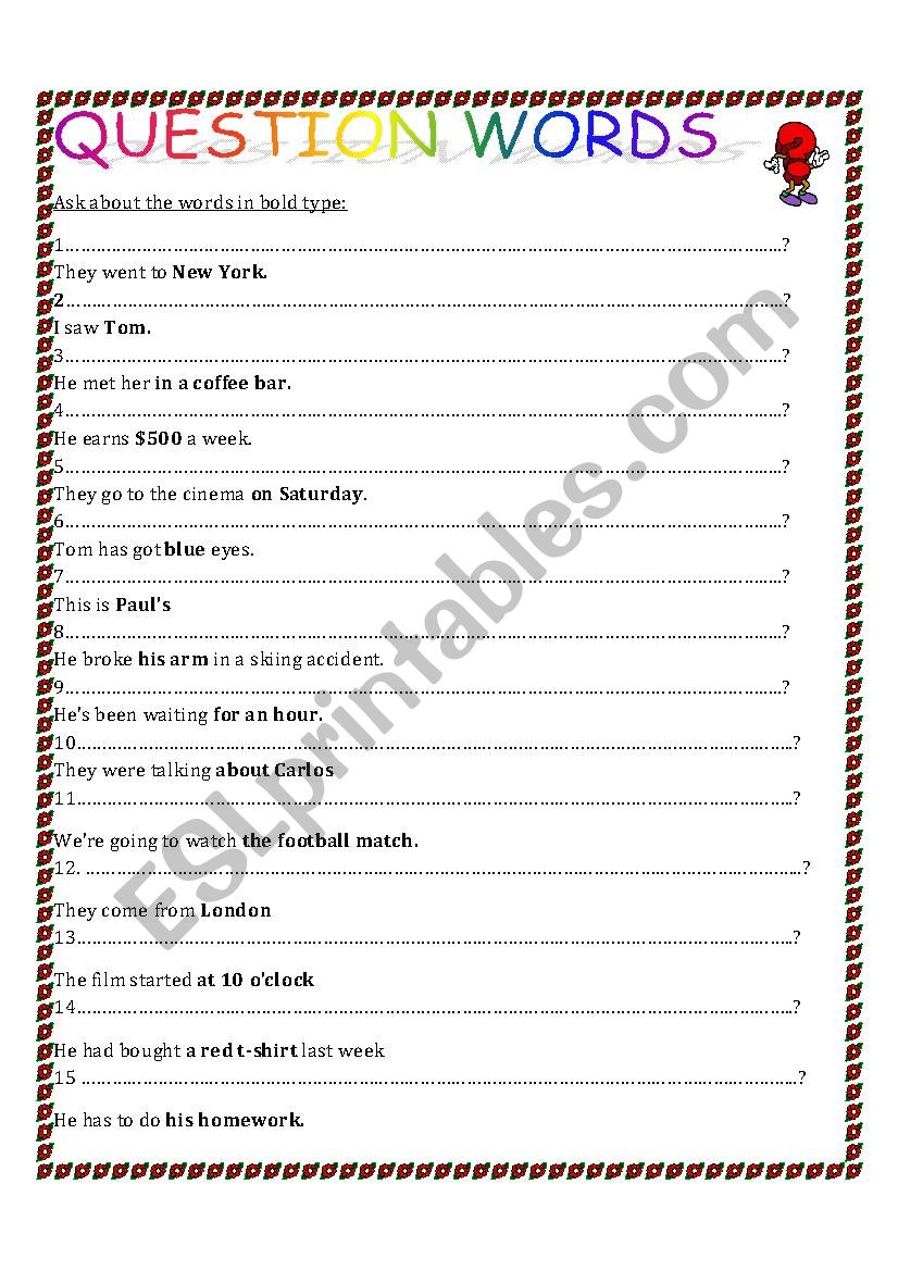 Questions worksheet