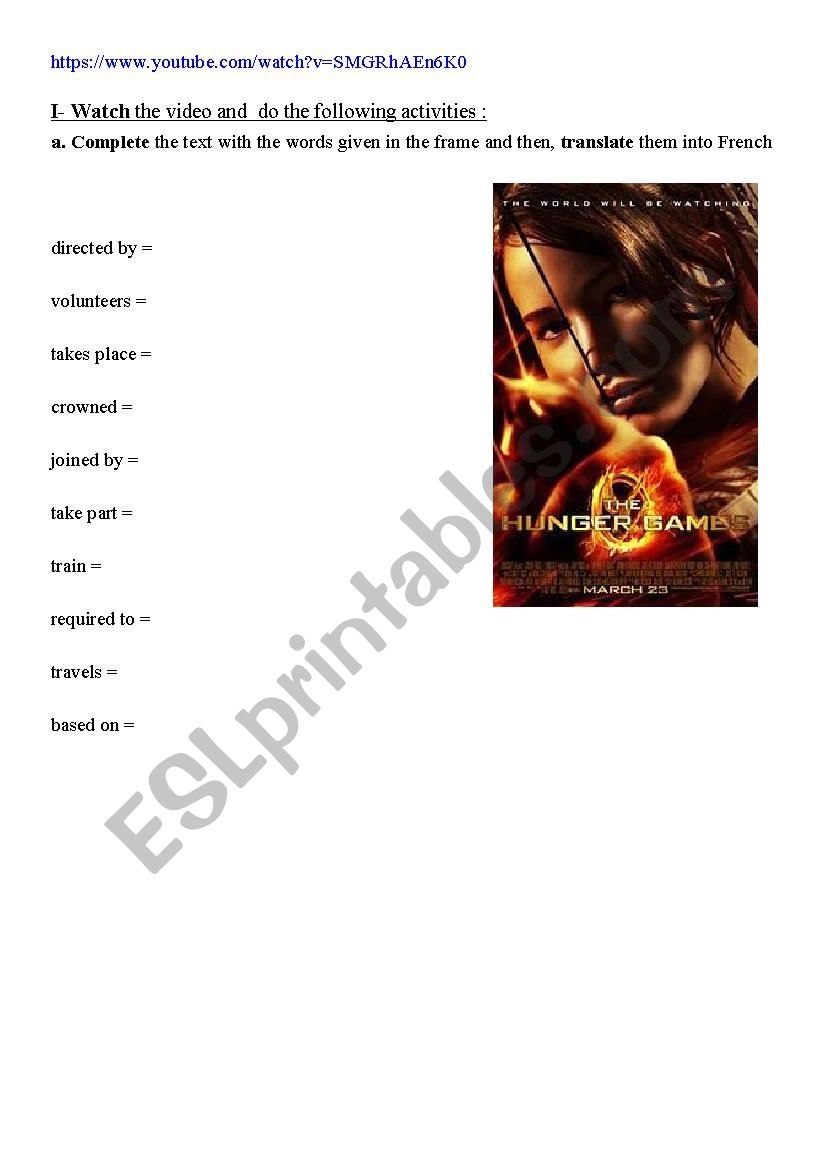 The Hunger Games worksheet