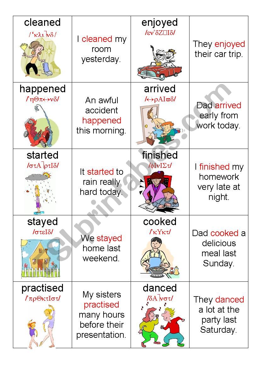 Past simple of regular verbs worksheet