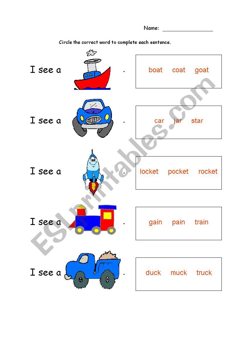 transportation worksheet