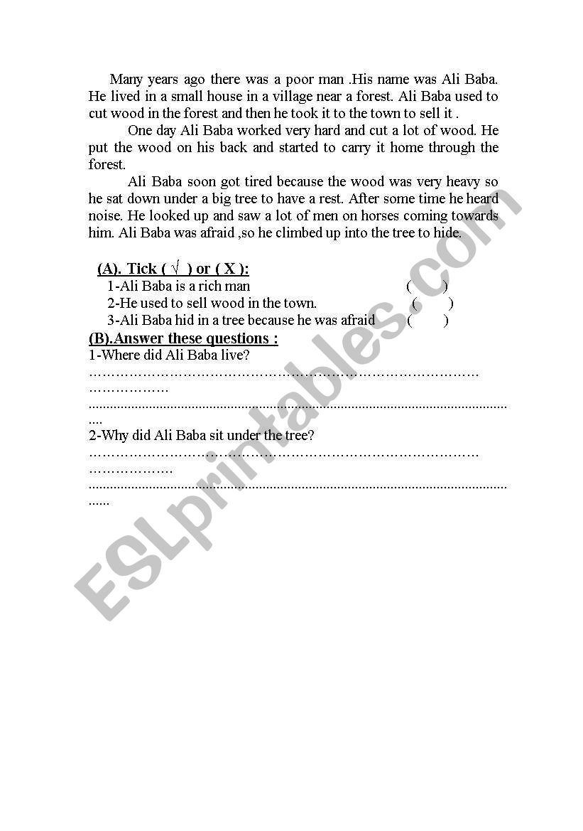 comprehension passage worksheet