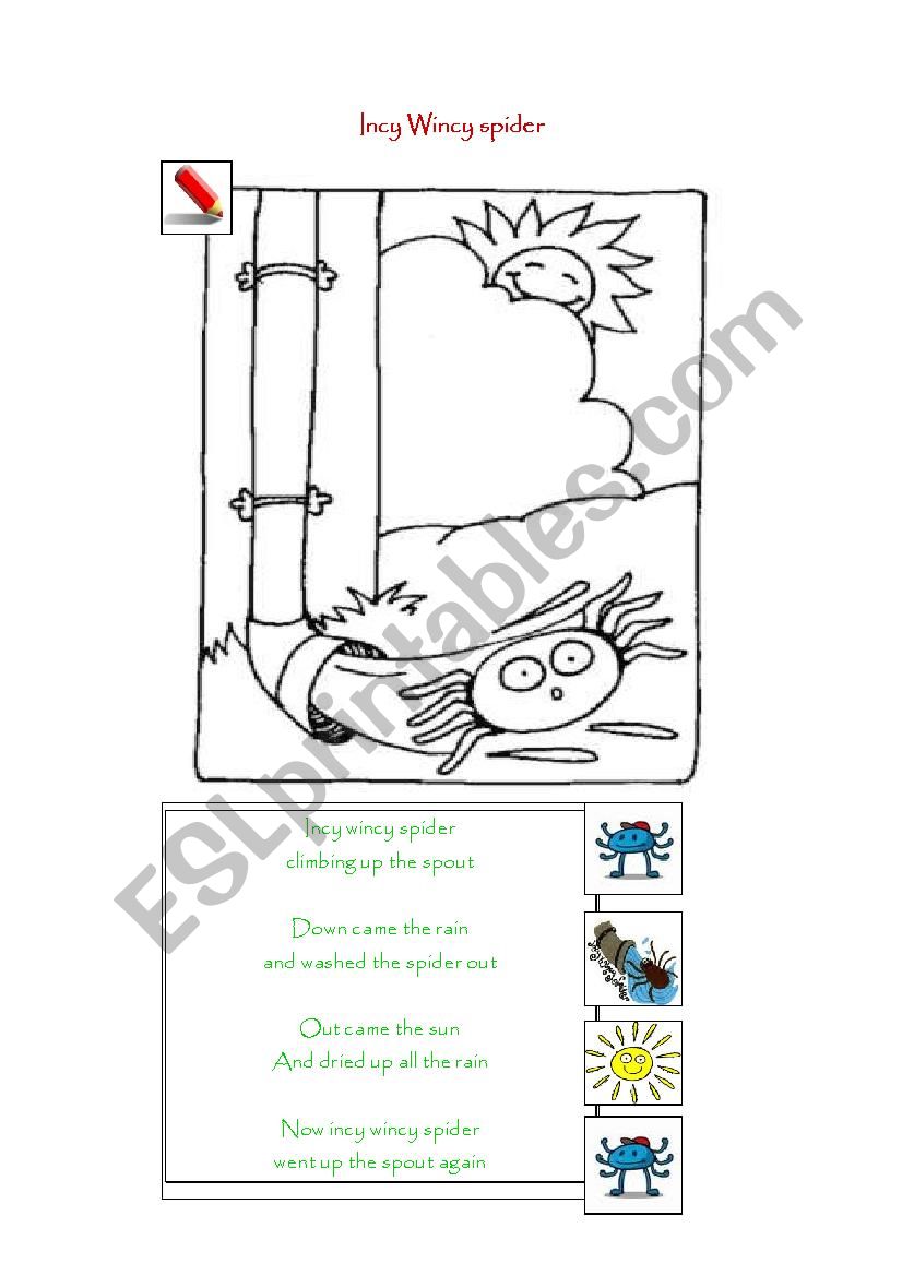 Incy Wincy Spider worksheet