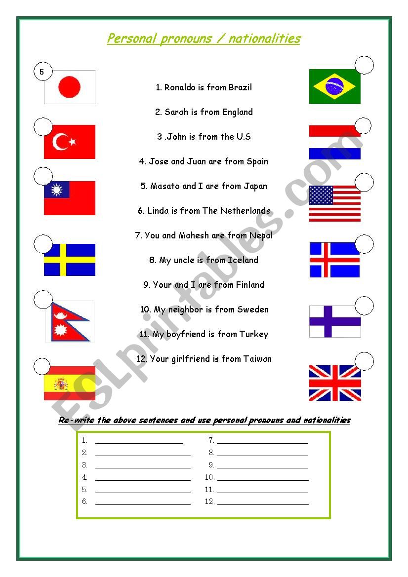 NAtionalities worksheet