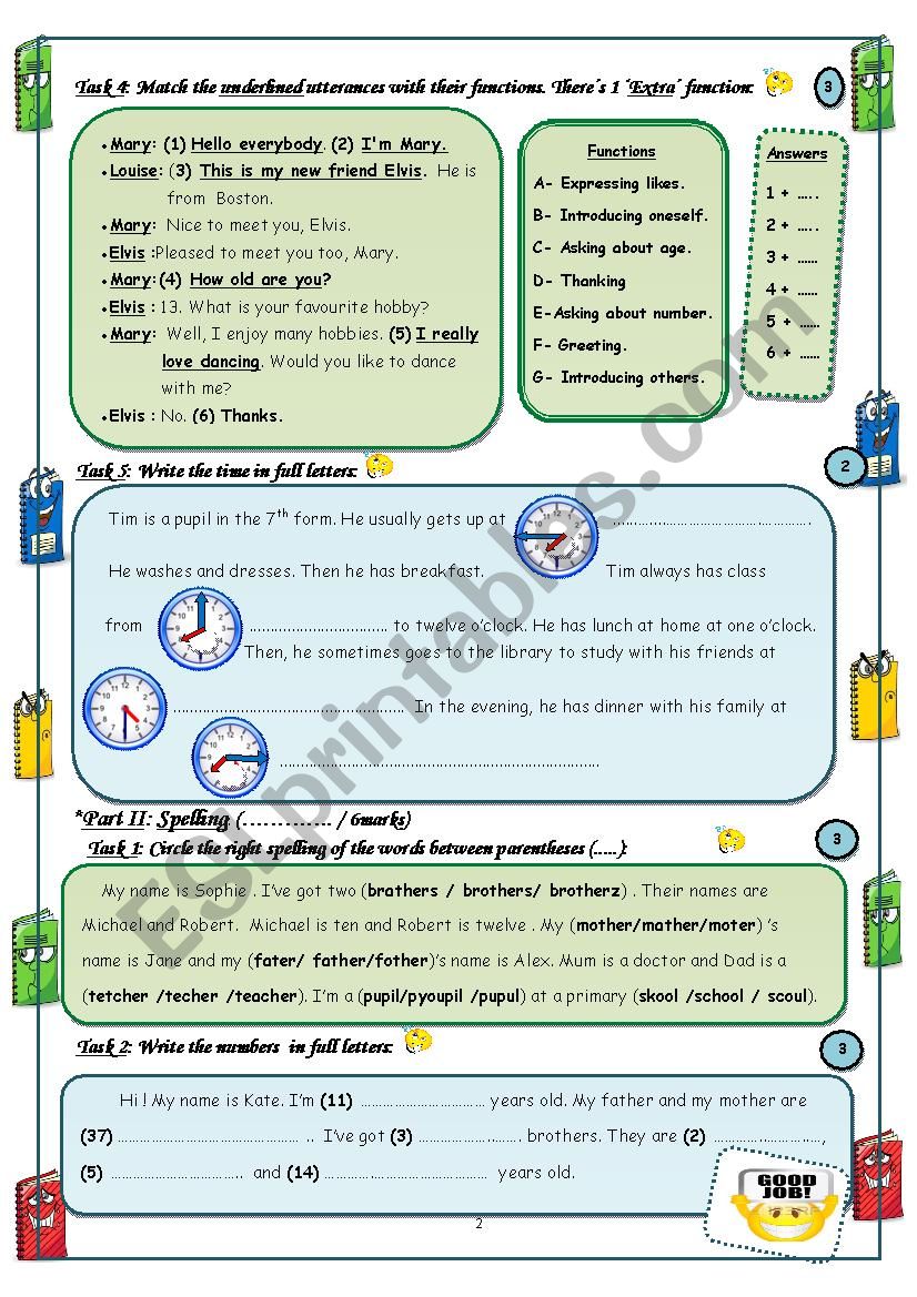 Mid-Term Test 7Th Form N1 worksheet