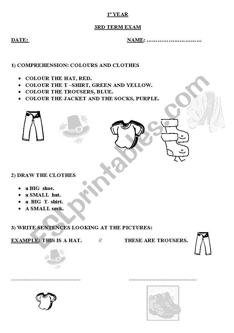 TEST FOR 1ST YEAR worksheet