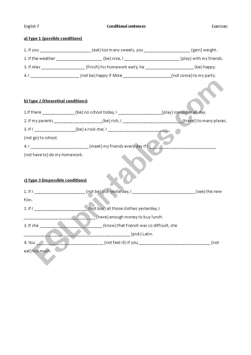 Conditional Sentences worksheet